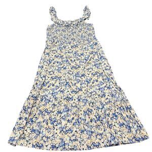 Gap Women’s Blue white mini floral smocked sun dress, pockets, Size XXL
